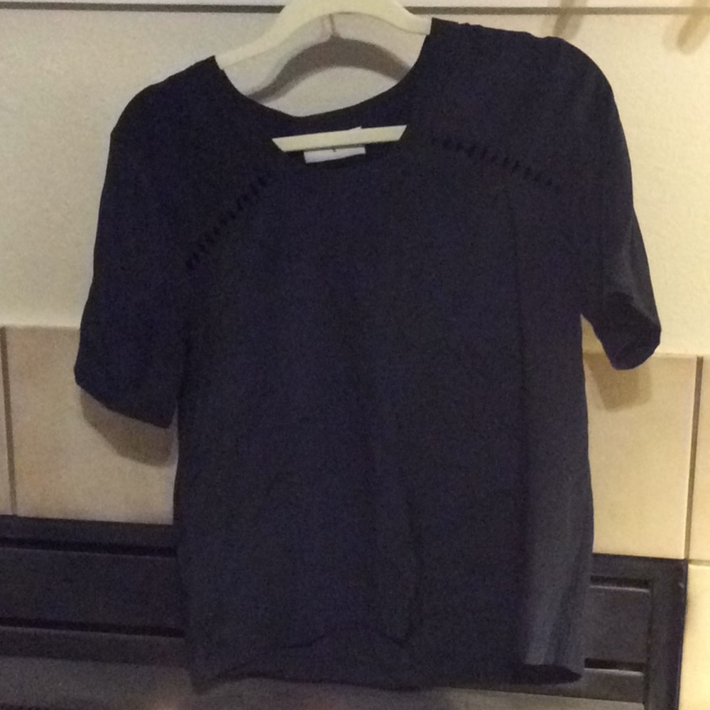 Navy silk shell